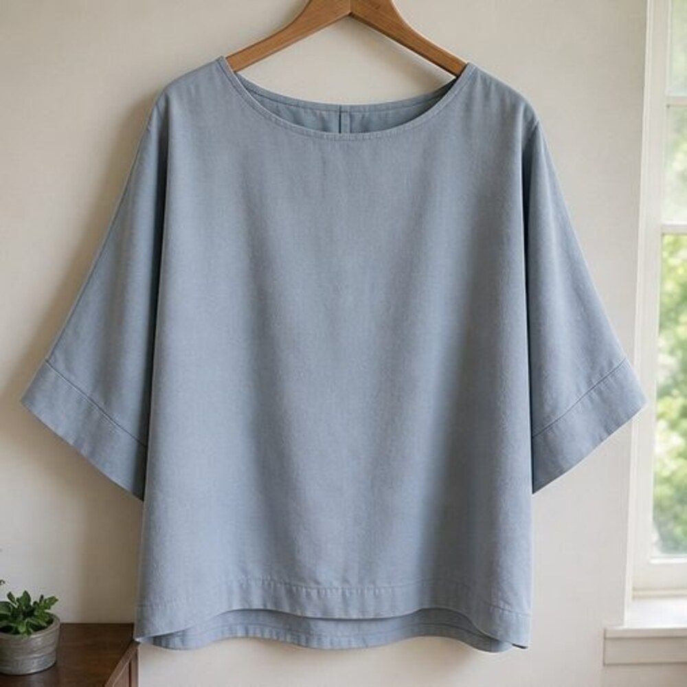 Navy Lace Trim Top